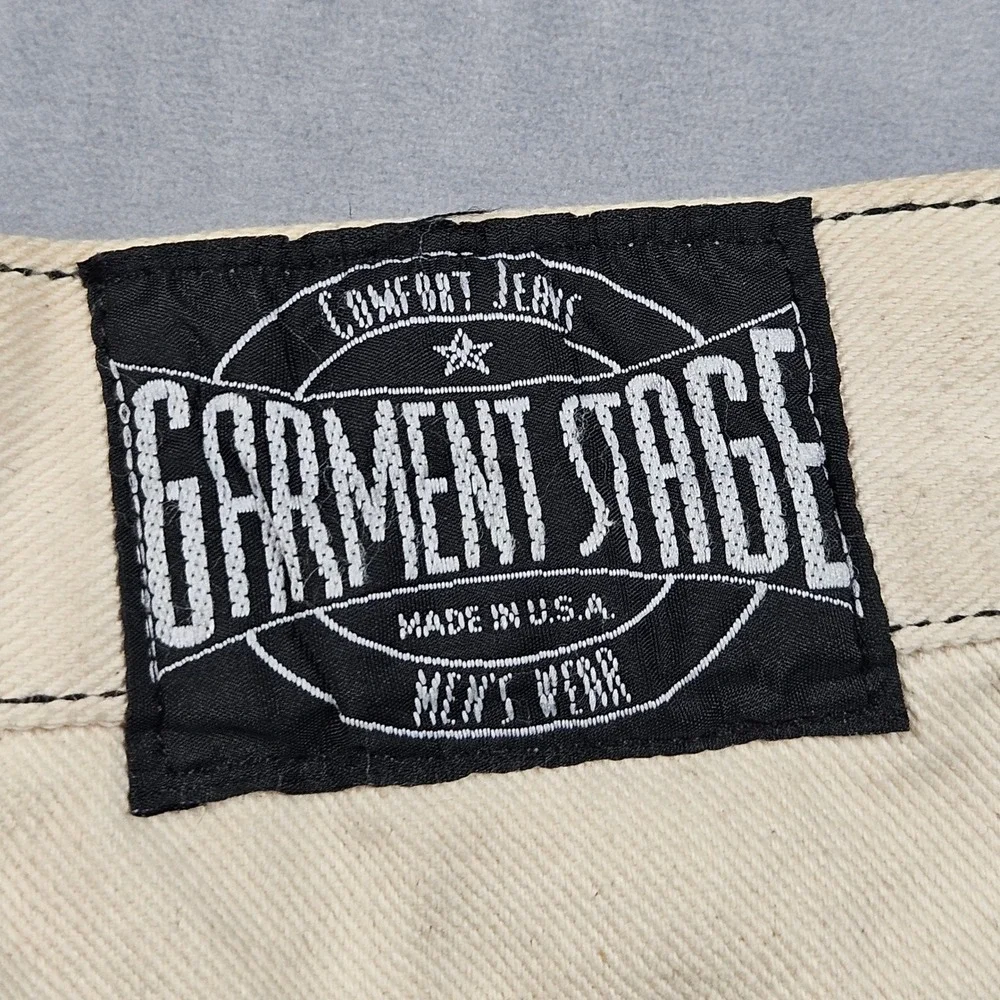 Vintage Garment Stage Jeans Mens 34 (Actual 31x29) Off-White Loose Baggy USA 90s